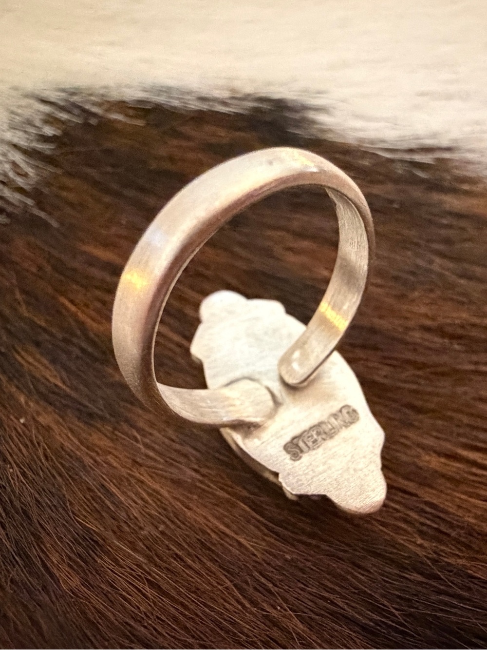 ❤️ Golden Hills Turquoise Adjustable Southwestern Ring Matte Brushed Sterling - Picture 10 of 14